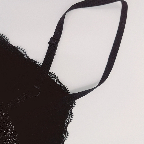 VANITY Y2k Glitter Accented Lace Trim Black Crinkled Stretch Fabric Cami M - Picture 6 of 10